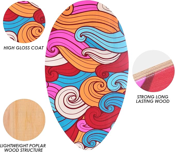 seething 35 Inch Skimboard with High Gloss Coat Wood Skim Board for Beginners,Kids, Teenagers, Adults and All Skimming
