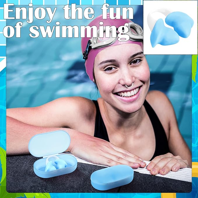 Soulchen 2 Pcs Swimming Nose Plugs Silicone Waterproof Painless Swim Nose Clip with Storage Box for Adults Kids Men Women Beginners