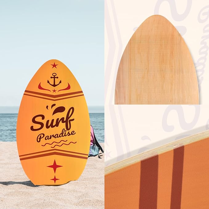 seething 35 Inch Skimboard with High Gloss Coat Wood Skim Board for Beginners,Kids, Teenagers, Adults and All Skimming