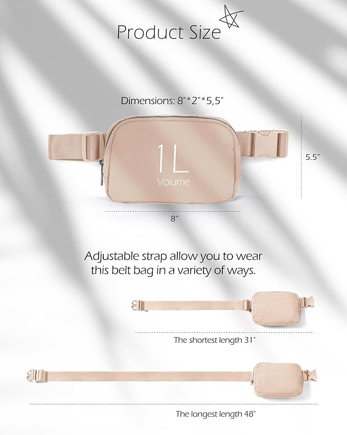 ODODOS Unisex Mini Belt Bag with Adjustable Strap Small Fanny Pack for Workout Running Traveling Hiking, Irish Cream