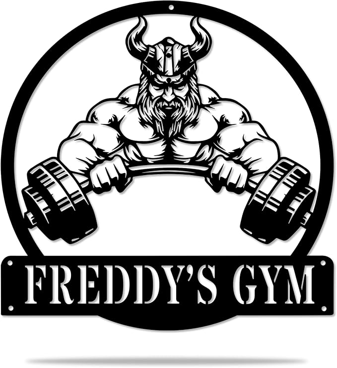 Custom Name Gym Metal Sign Personalized Fitness Wall Art Decor for Home, Workout Room, Garage, Powerlifting Center, Motivational Gift for Women, Men, Dad, Papa, Grandpa, Mother, Sister, Girls