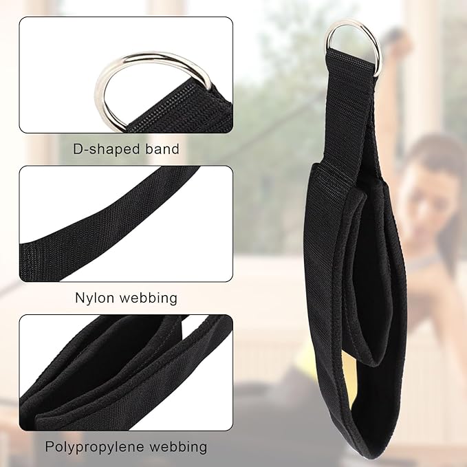 Pilates Double Loop Straps for Reformer, D Ring Straps Handle, Yoga Exercise Straps, 2 PCS