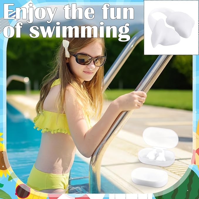Soulchen 2 Pcs Swimming Nose Plugs Silicone Waterproof Painless Swim Nose Clip with Storage Box for Adults Kids Men Women Beginners
