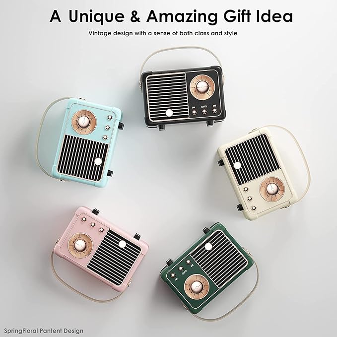 Retro Bluetooth Speaker, Vintage Decor, Small Portable Wireless Speaker,Hands-Free Call,400mA Battery,TF Card,Aux Line, for iOS Android Smartphone Home Office Gift Ideas Black