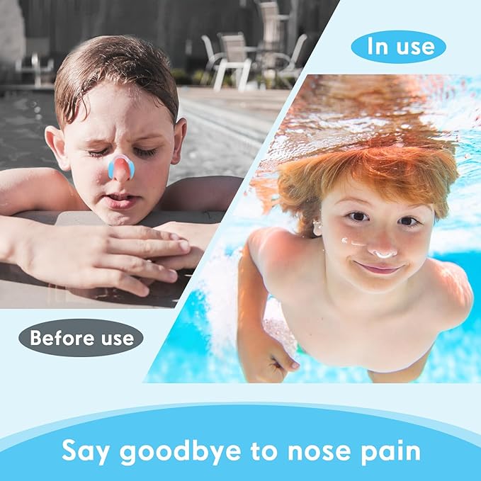 Painless Nose Plugs for Swimming,Nose Plugs for Swimming for Kids (Age 6+) and Adults, Ensure Comfort and Safety in The Water (White, S)