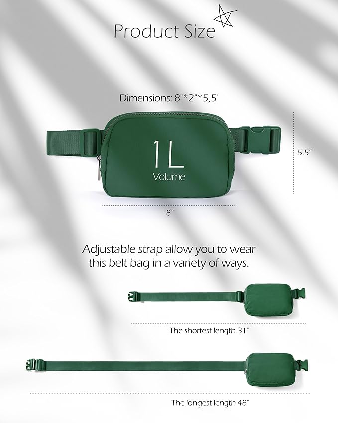 ODODOS Unisex Mini Belt Bag with Adjustable Strap Small Fanny Pack for Workout Running Traveling Hiking, Forest