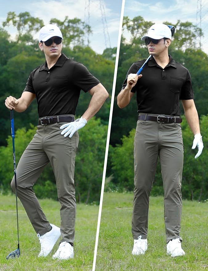 TBMPOY Men's Polo Shirts with Pocket Short Sleeve Quick Dry Casual Sports Outdoor Golf Shirt