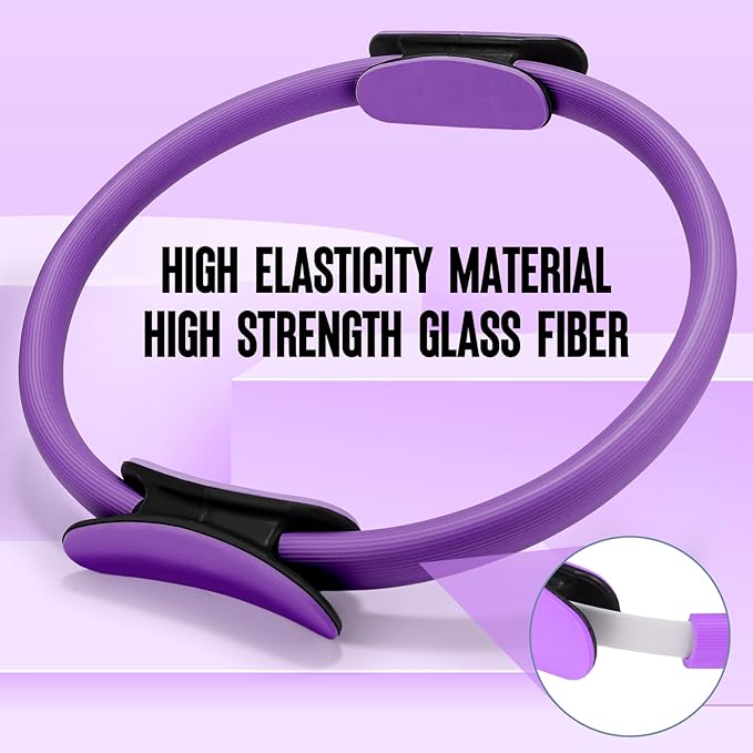 Pilates Ring Fitness Circle 14" Yoga Rings Magic Circle with Dual Padded Handles for Toning Arms, Thighs/Legs & Core,Home Exercise Equipment 