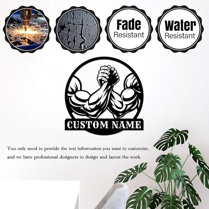 Customized Metal Gym Name Sign, Personalized Sports Room Wall Art,Metal Gym Sign,Unique Fitness Wall Sign, Gym Lovers Unique Gift, Gym Wall Art,Training Center Sign (Style-10)