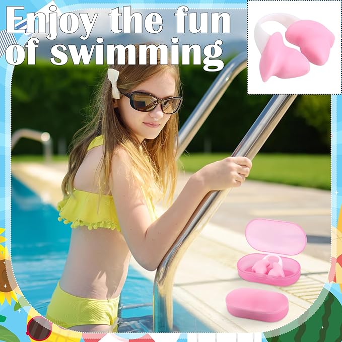 Soulchen 2 Pcs Swimming Nose Plugs Silicone Waterproof Painless Swim Nose Clip with Storage Box for Adults Kids Men Women Beginners