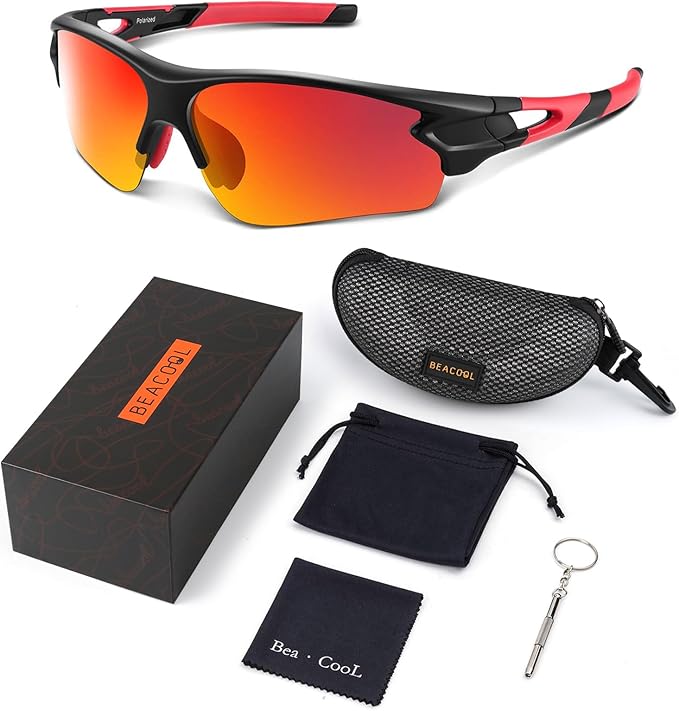 BEACOOL Polarized Sports Sunglasses for Men Women Youth Baseball Fishing Cycling Running Golf Motorcycle Tac Glasses UV400