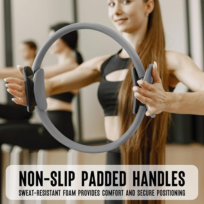 Pilates Ring Fitness Circle 14" Yoga Rings Magic Circle with Dual Padded Handles for Toning Arms, Thighs/Legs & Core,Home Exercise Equipment 