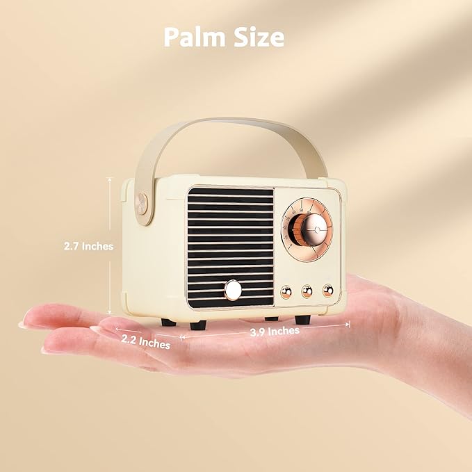 Retro Bluetooth Speaker,Wireless Vintage Small Speaker with Stereo Sound,Hands-free Call,400mA Battery,TF Card, Aux Line,Water-Proof For iOS Android Smartphone Home Office Gift Ideas White