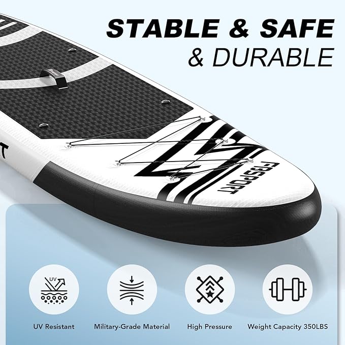 FBSPORT 11' Premium Stand Up Paddle Board, Yoga Board with Durable SUP Accessories & Carry Bag | Wide Stance, Surf Control, Non-Slip Deck, Leash, Paddle and Pump for Youth & Adult