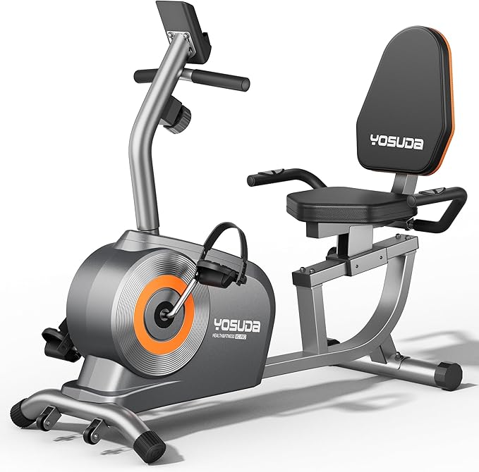 YOSUDA Recumbent Exercise Bike for Home,Magnetic Staionary Bike for Seniors/Adults with Adjustable Seat, 350LB Capacity, 16-level Resistance, LCD Monitor & Pulse Sensors