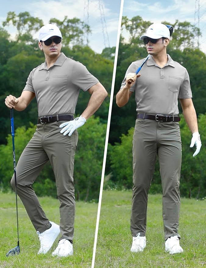 TBMPOY Men's Polo Shirts with Pocket Short Sleeve Quick Dry Casual Sports Outdoor Golf Shirt