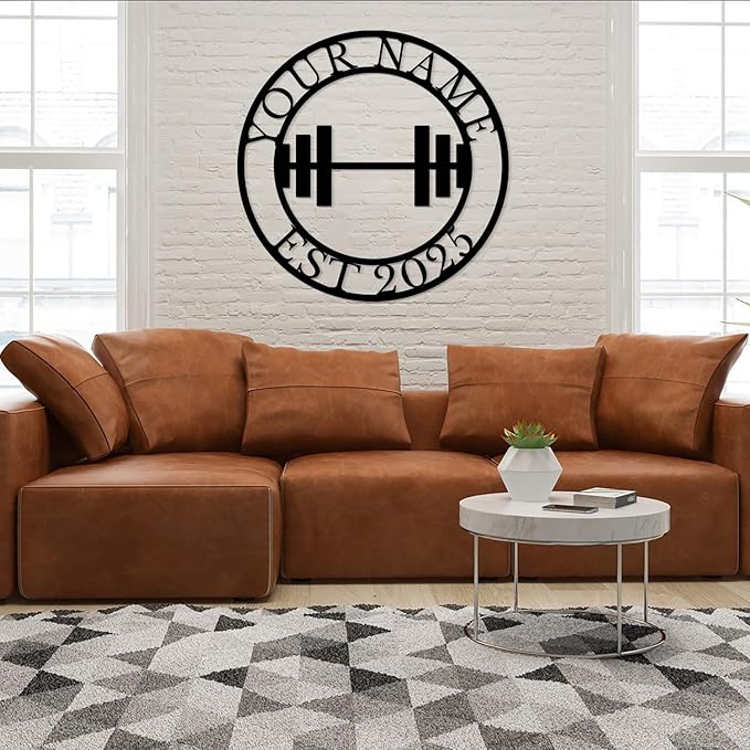 Personalized Metal Gym Sign, Custom Fitness Metal Wall Decor, Yoga Room Sign, fitness room decor, home gym decor, gifts for sports lovers, black metal