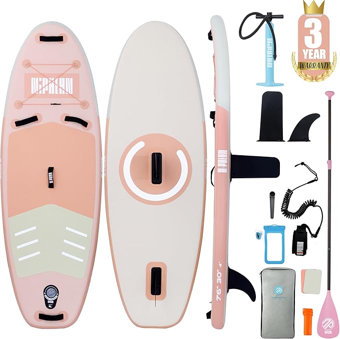 Niphean Inflatable Stand Up Paddle Board with SUP Accessories, Anti-Slip EVA Deck, 10’6’’ Inflatable Paddle Boards for Adults & Youth of All Skill Levels
