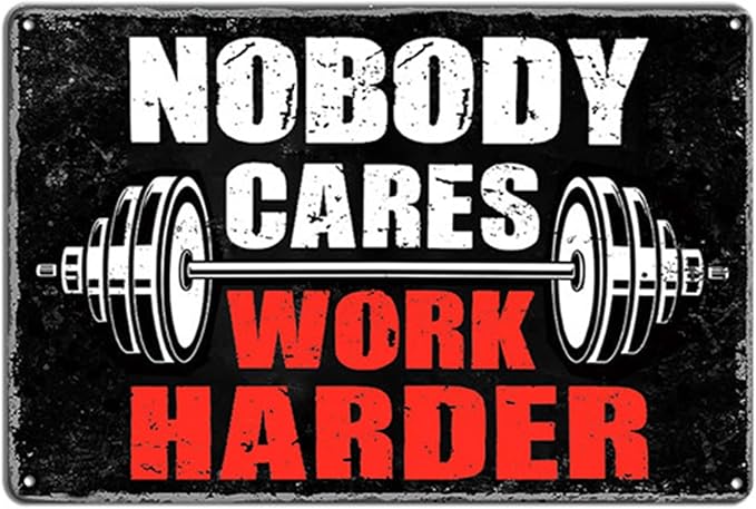Ykfss Gym Posters For Home Gym Motivational Wall Art Decor Gym Room Tin Sign Nobody Cares Work Harder Sign Gym Metal Signs Boxing Poster Funny Garage Work Signs Motivation Workout Posters 8x12 Inch