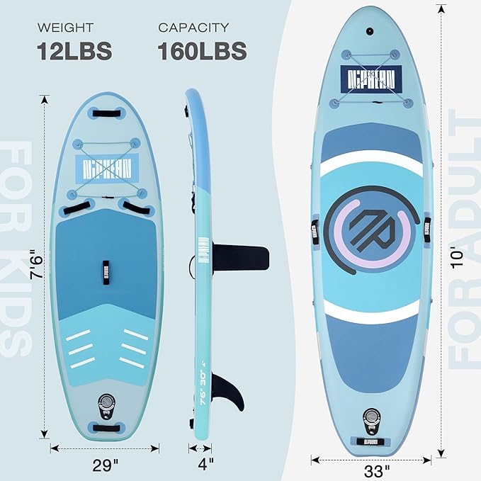 Niphean(Ultra-Light)Inflatable Paddle Board with (Beginner Friendly) StabilTrac Fin and Durable SUP Accessories, 10' Stand Up Paddle Boards for Adults & Youth, Versatile Yoga Paddle Board, Gift Ideas