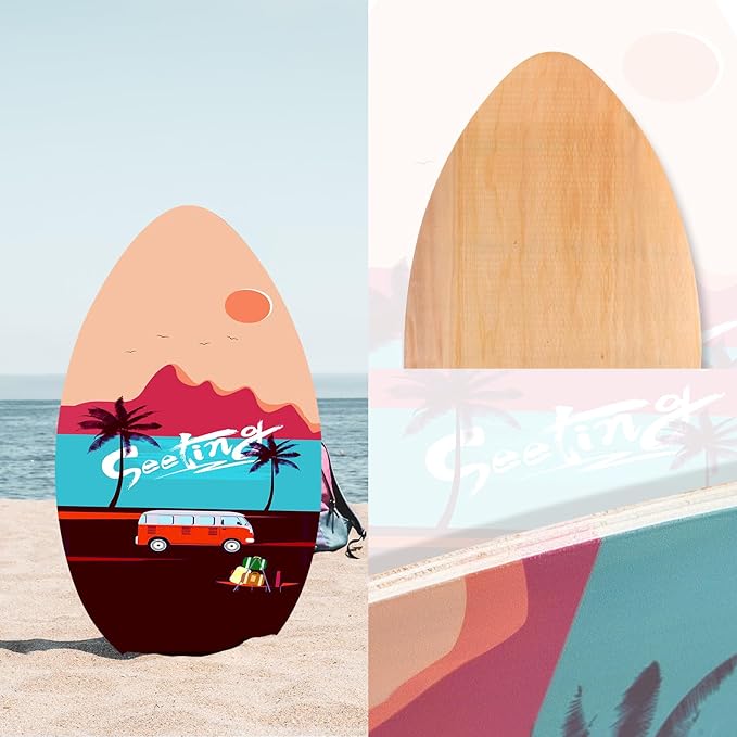 seething 35 Inch Skimboard with High Gloss Coat Wood Skim Board for Beginners,Kids, Teenagers, Adults and All Skimming