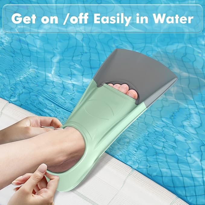 Gintenco Swim Fins, Kids Swim Training Fins for Lap Swimming, Travel Size Flippers with Mesh Bag, Silicone Swimming Fins for Kids Teens Adults Women Men