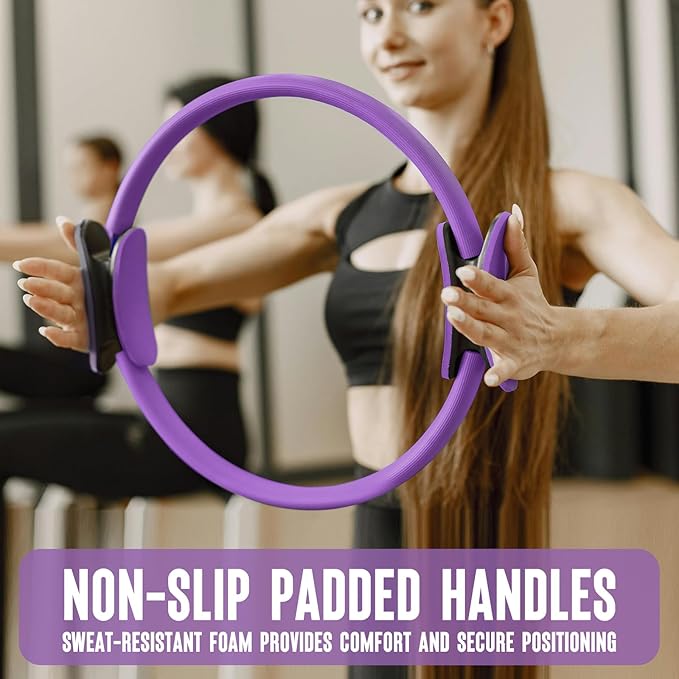 Pilates Ring Fitness Circle 14" Yoga Rings Magic Circle with Dual Padded Handles for Toning Arms, Thighs/Legs & Core,Home Exercise Equipment 