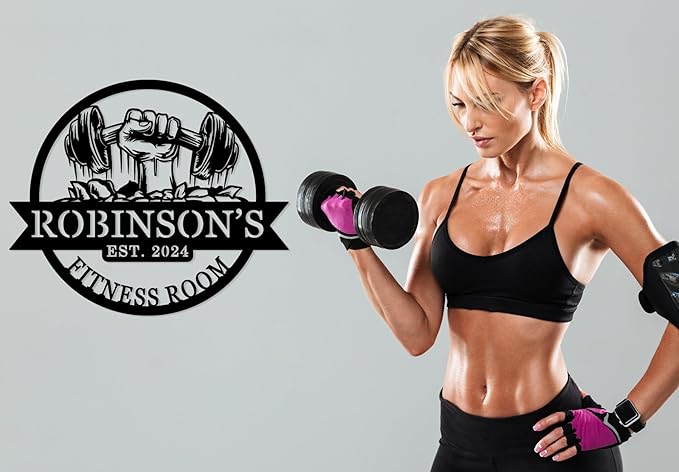 Personalized Home Gym Signs - Custom Metal Art for Workout Room – Enrich your Home Gym Decor with Unique Personalized Gym Sign & Weight Lifting - Custom Name Plaque