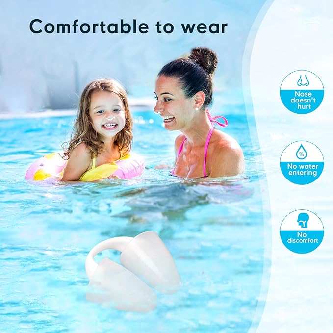 Painless Nose Plugs for Swimming,Nose Plugs for Swimming for Kids (Age 6+) and Adults, Ensure Comfort and Safety in The Water