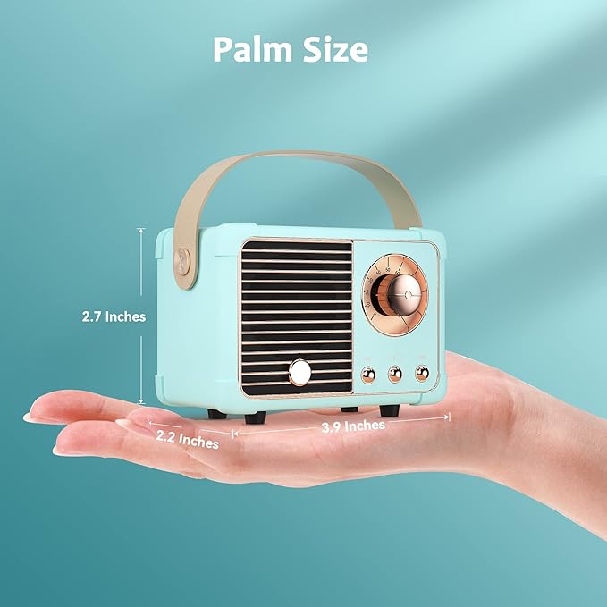 Retro Bluetooth Speaker,Wireless Vintage Small Speaker, Hands-Free Call,400mA Battery,TF Card, Aux Line, Portable Speaker for iOS Android Smartphone Home Office Gift Ideas Blue