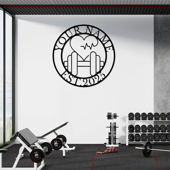 Customized Metal Gym Name Sign, Personalized Sports Room Wall Art,Metal Gym Sign,Unique Fitness Wall Sign, Gym Lovers Unique Gift, Gym Wall Art,Training Center Sign (Style-11)