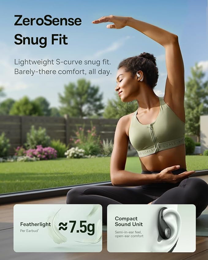 Baseus Eli Sport 2 Open-Ear Headphones Wireless Earbuds,Secure Earhook Sport Design,Ultra-Comfort,4-Mic Clear Calls, IP57 Waterproof,45H Play, Bluetooth 6.0 Earhook Fit Running Workout Gym -Black