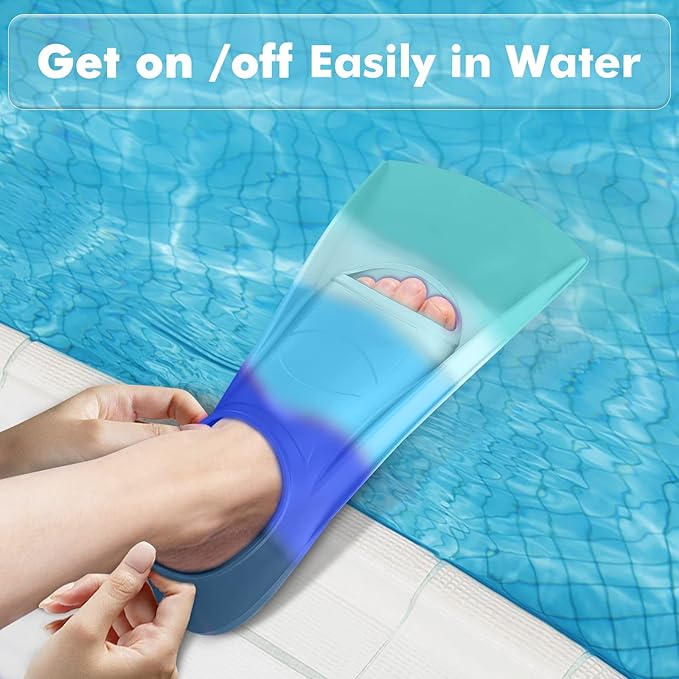 Gintenco Swim Fins, Kids Swim Training Fins for Lap Swimming, Travel Size Flippers with Mesh Bag, Silicone Swimming Fins for Kids Teens Adults Women Men