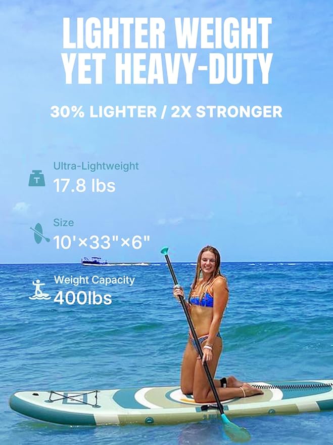 Niphean(Ultra-Light)Inflatable Paddle Board with (Beginner Friendly) StabilTrac Fin and Durable SUP Accessories, 10' Stand Up Paddle Boards for Adults & Youth, Versatile Yoga Paddle Board, Gift Ideas
