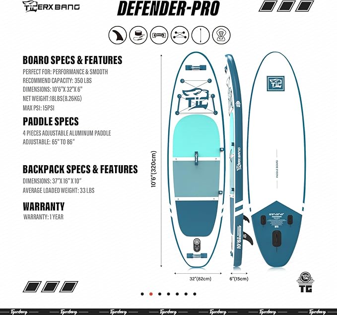 Inflatable Paddle Board with Premium SUP Board Accessories, Allround Paddle Boards for Adults/Kids,Stand Up Paddle Board Defender Collection