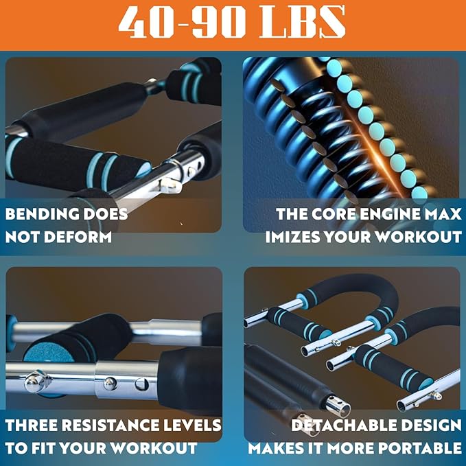 Twister Arm Trainer - Adjustable Chest Workout Equipment - Arm Trainer for Men - Chest Trainer for Men - Shoulder Muscle Training - Portable Spring Resistance - Home Fitness Equipment (40โ90 lbs)