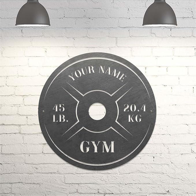 Personalized Home Gym LED Tin Metal Sign Multiple Sizes, Weight Lifting Exercise Workout Room Training Fitness Center Motivational Inspirational Quotes Decor Wall Art Hanging Accessories (11 LED)