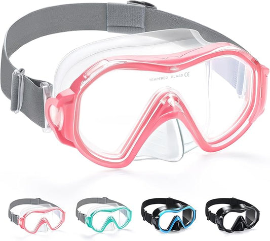 Supertrip Adult Swim Goggles Swimming Goggles with Nose Cover Elastic Fabric Strap Tempered Glass Snorkeling Gear for Adults