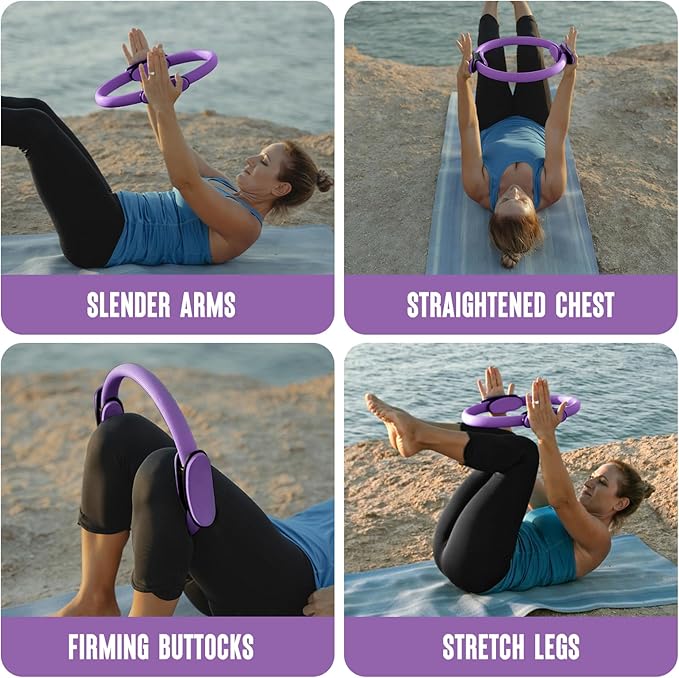 Pilates Ring Fitness Circle 14" Yoga Rings Magic Circle with Dual Padded Handles for Toning Arms, Thighs/Legs & Core,Home Exercise Equipment 