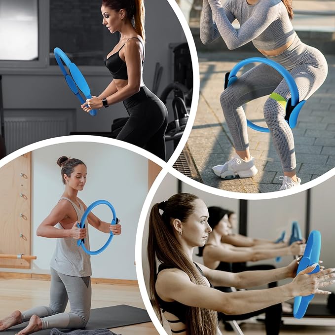 Pilates Ring Fitness Circle 14" Yoga Rings Magic Circle with Dual Padded Handles for Toning Arms, Thighs/Legs & Core,Home Exercise Equipment 