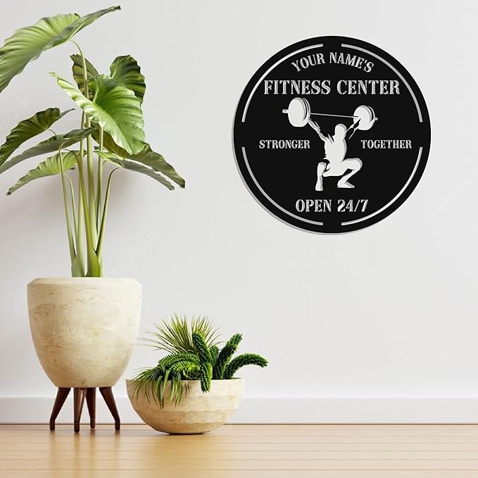 Personalized Home Gym LED Tin Metal Sign Multiple Sizes, Gym Sign Wall Decor, Exercise Workout Room Decor Fitness Center, Motivational Inspirational Hanging Wall Art Wall Plaque (04 w/o lights)