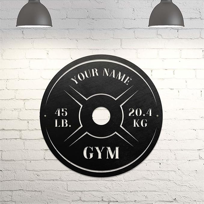 Personalized Home Gym LED Tin Metal Sign Multiple Sizes, Weight Lifting Exercise Workout Room Training Fitness Center Motivational Inspirational Quotes Decor Wall Art Hanging Accessories (06 w/o LED)