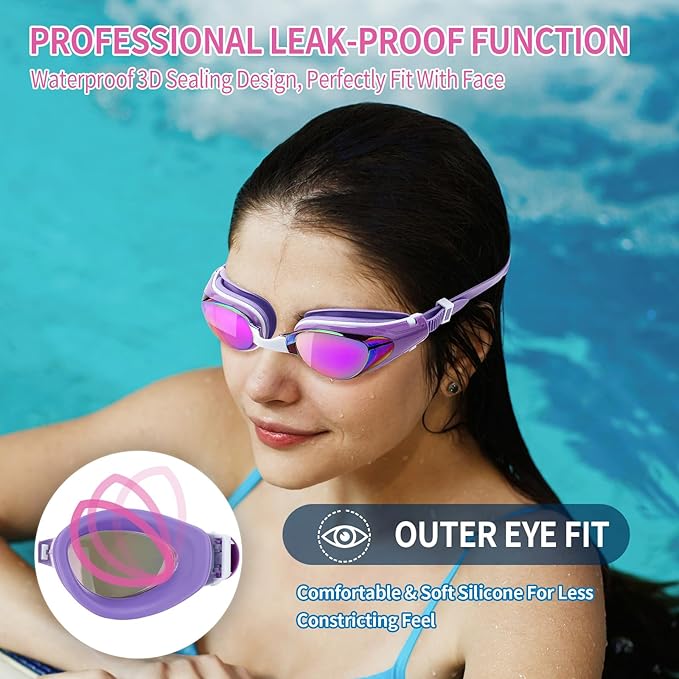 Nearsighted Swim Goggles, Shortsighted Optical Swimming Goggles No Leaking Anti Fog UV Protection for Adult Men Women