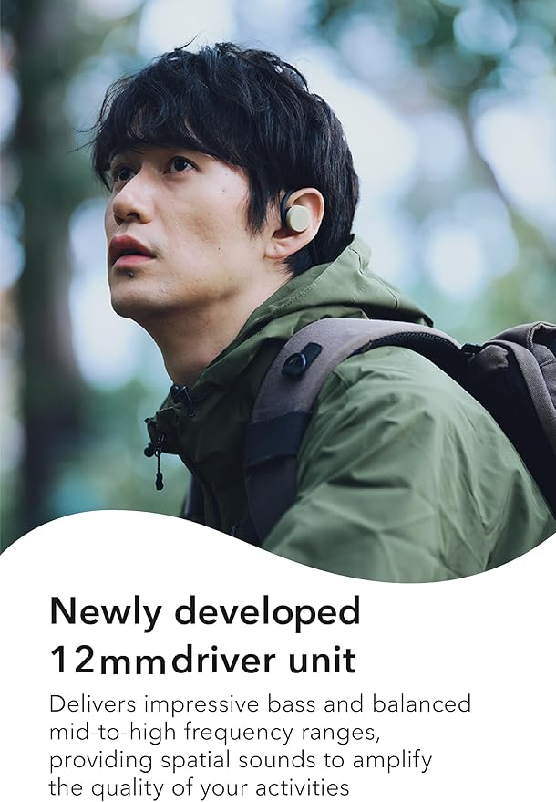 nwm GO Wireless On-Ear Speakers (Open Ear Earphones) Sound Leakage suppressed (PSZ Technology - Bone Conduction Alternative) Designed in Japan | Soil Beige