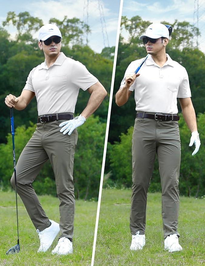 TBMPOY Men's Polo Shirts with Pocket Short Sleeve Quick Dry Casual Sports Outdoor Golf Shirt