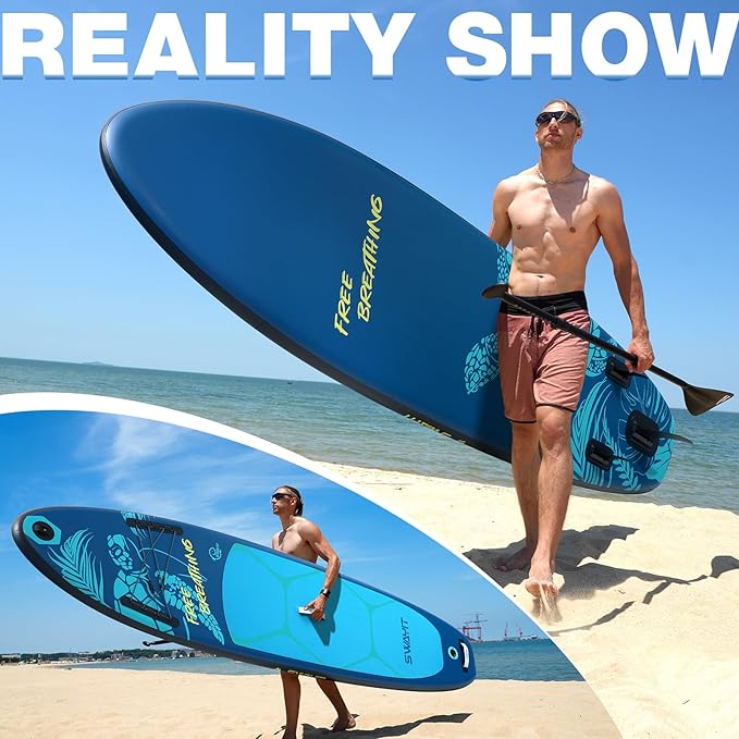 Inflatable Stand Up Paddle Board – Durable SUP for Adults & Youth,33" Wide Blow Up Paddle Board with Paddle, Pump, Backpack,Leash – All Around Stable for All Skill Levels, Carries up to 450 lbs