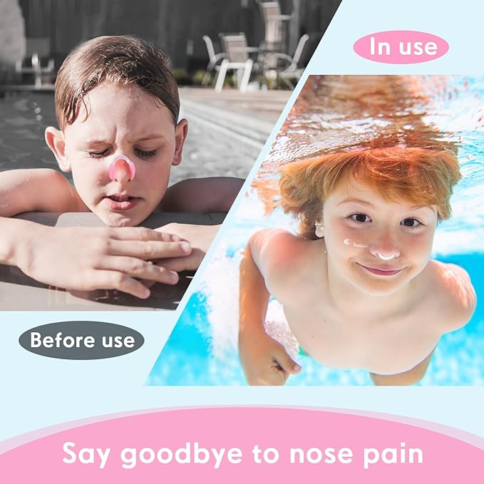 Painless Nose Plugs for Swimming,Nose Plugs for Swimming for Kids (Age 6+) and Adults, Ensure Comfort and Safety in The Water (Red, Small)
