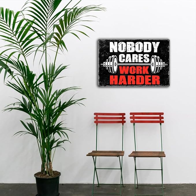 Ykfss Gym Posters For Home Gym Motivational Wall Art Decor Gym Room Tin Sign Nobody Cares Work Harder Sign Gym Metal Signs Boxing Poster Funny Garage Work Signs Motivation Workout Posters 8x12 Inch