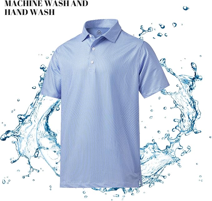 DEOLAX Mens Polo Shirts Fashion Print Mens Golf Shirt Dry Fit Mens Golf Polo Short Sleeve Quick Dry Funny Golf Shirt for Men