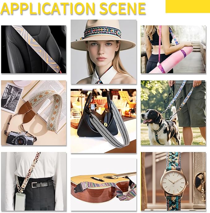 Printed Flower Nylon Webbing with Buckle 1 1/2 inch 6 Yards Yellow Heavy Duty Patterned Fabric Webbing Luggage Handle Jacquard Ribbon for Backpack Bags-Decorative Supplies-Clothing-Sewing-DIY Crafts